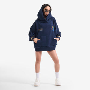 AlphaStyle United Hood Hoodie in Navy – Frontansicht am Model im Oversized-Schnitt