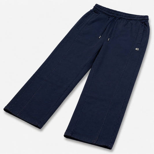 AlphaStyle Harris Straight Leg Sweatpants in Navy – Frontansicht mit weitem Beinschnitt und sichtbarer Steppnaht