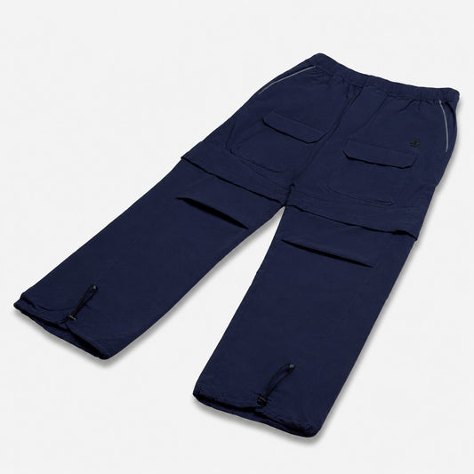 AlphaStyle Gale Baggy Convertible Pants in Navy – Rückansicht mit Cargo-Taschen und Reißverschluss-Naht am Knie