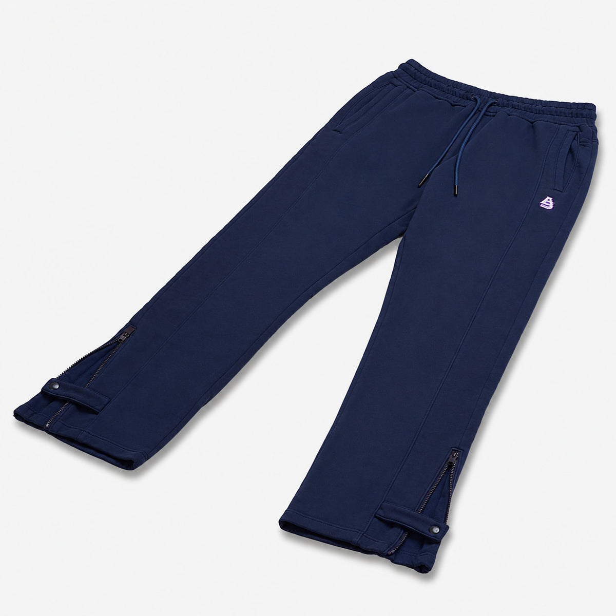AlphaStyle Tybee Zip Vent Track Pants in Navy, Frontansicht mit Ankle-Zip-Vents und Kordelzug-Bund