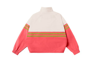 AlphaStyle Whitman Batwing Windbreaker Jacket in Fuchsia/Bone – Rückansicht mit Batwing-Schnitt und umlaufenden goldenen Kontraststreifen
